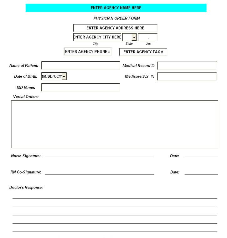 Physician Order Form